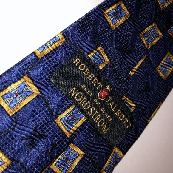Lot of 2 Robert Talbott Best Of Class Blue Gold Wine 100% Silk Neck Ties USA - Picture 4 of 11